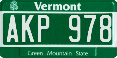 VT license plate AKP978