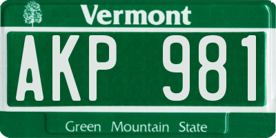VT license plate AKP981
