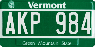 VT license plate AKP984