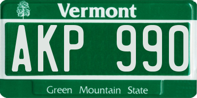 VT license plate AKP990