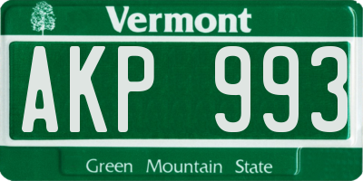 VT license plate AKP993