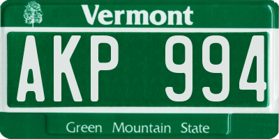 VT license plate AKP994