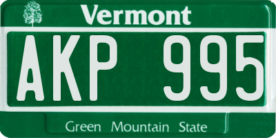 VT license plate AKP995