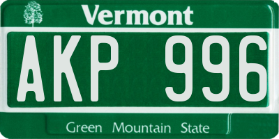 VT license plate AKP996