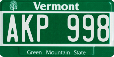 VT license plate AKP998