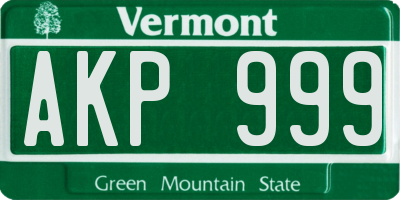 VT license plate AKP999