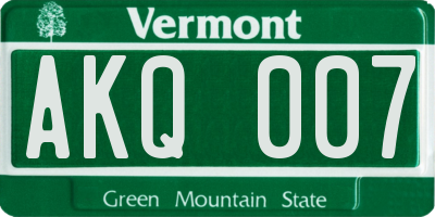 VT license plate AKQ007