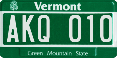 VT license plate AKQ010