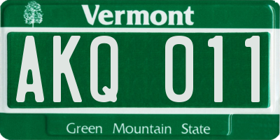 VT license plate AKQ011