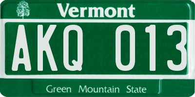 VT license plate AKQ013