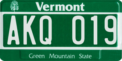 VT license plate AKQ019