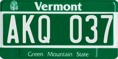 VT license plate AKQ037