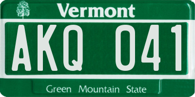 VT license plate AKQ041