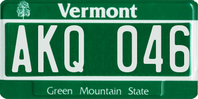 VT license plate AKQ046