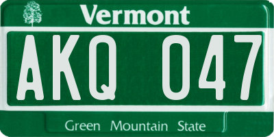 VT license plate AKQ047
