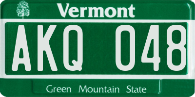 VT license plate AKQ048