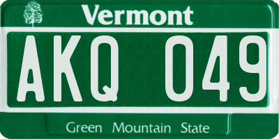 VT license plate AKQ049