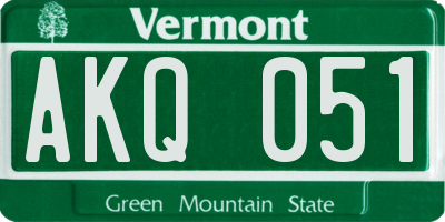 VT license plate AKQ051