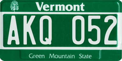 VT license plate AKQ052