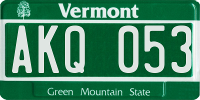 VT license plate AKQ053