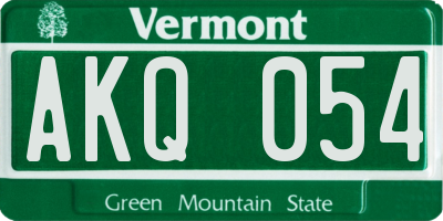 VT license plate AKQ054