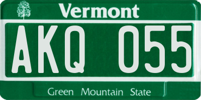 VT license plate AKQ055