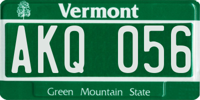VT license plate AKQ056