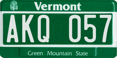 VT license plate AKQ057