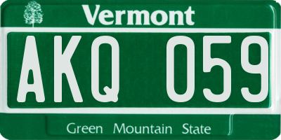 VT license plate AKQ059