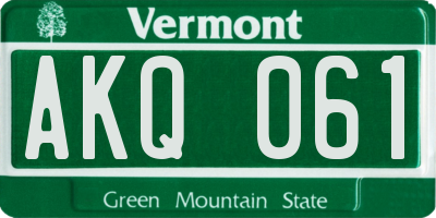 VT license plate AKQ061