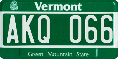 VT license plate AKQ066