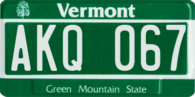 VT license plate AKQ067