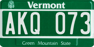 VT license plate AKQ073
