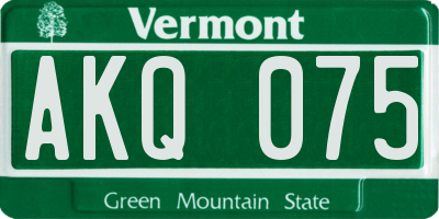 VT license plate AKQ075
