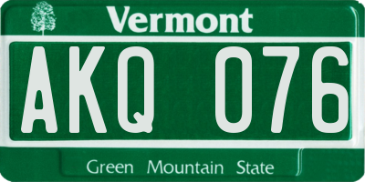 VT license plate AKQ076