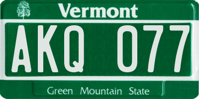 VT license plate AKQ077