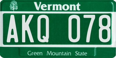 VT license plate AKQ078