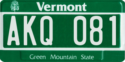 VT license plate AKQ081