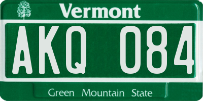 VT license plate AKQ084