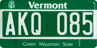VT license plate AKQ085