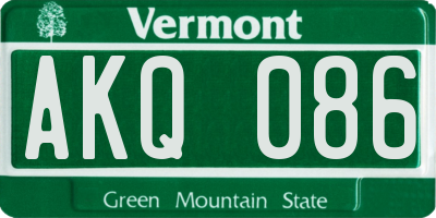 VT license plate AKQ086