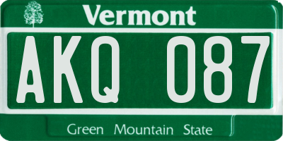 VT license plate AKQ087