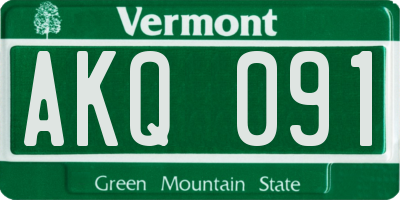 VT license plate AKQ091