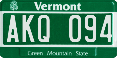 VT license plate AKQ094