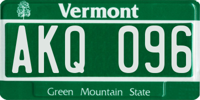 VT license plate AKQ096