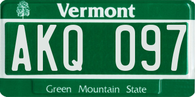 VT license plate AKQ097