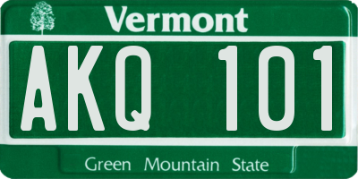 VT license plate AKQ101
