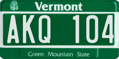 VT license plate AKQ104