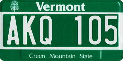 VT license plate AKQ105