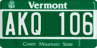 VT license plate AKQ106